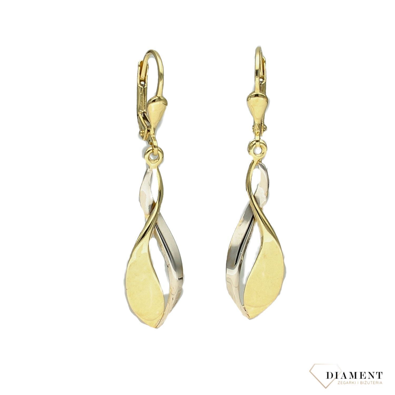 Kolczyki złote wiszące 333 'Biało złote ósemki' KL 4183.jpg